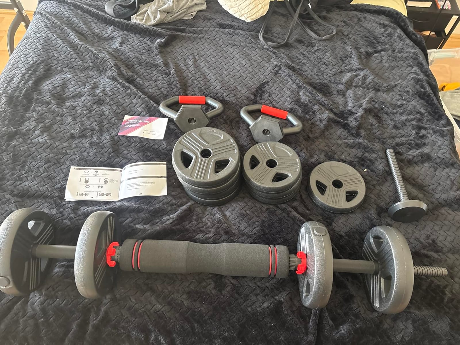 Adjustable dumbbell set,20/35/45/55/70/90lbs Free Weights set with upgraded nut, 5 in 1 Weight Set Used as Kettlebells, Barbell, Push up Stand, Fitness Exercise for Home Gym Suitable Men/Women customer photo 1