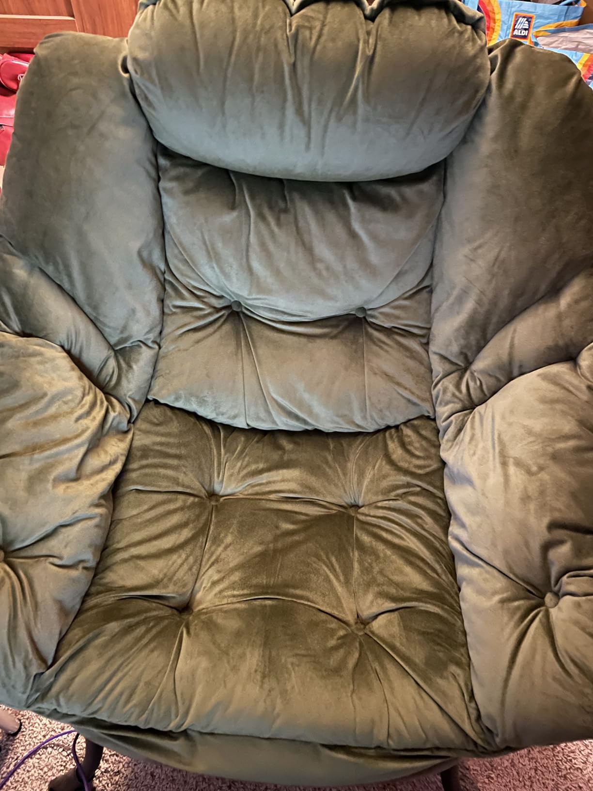 Lazy Chair with Folding Ottoman,Leisure Sofa Chair,Soft Fabric Armchair with Armrests and Side Pockets, Reading Chair with Footrest for Living Room, Bedroom, Office (Plush Dark Grey) customer photo 2