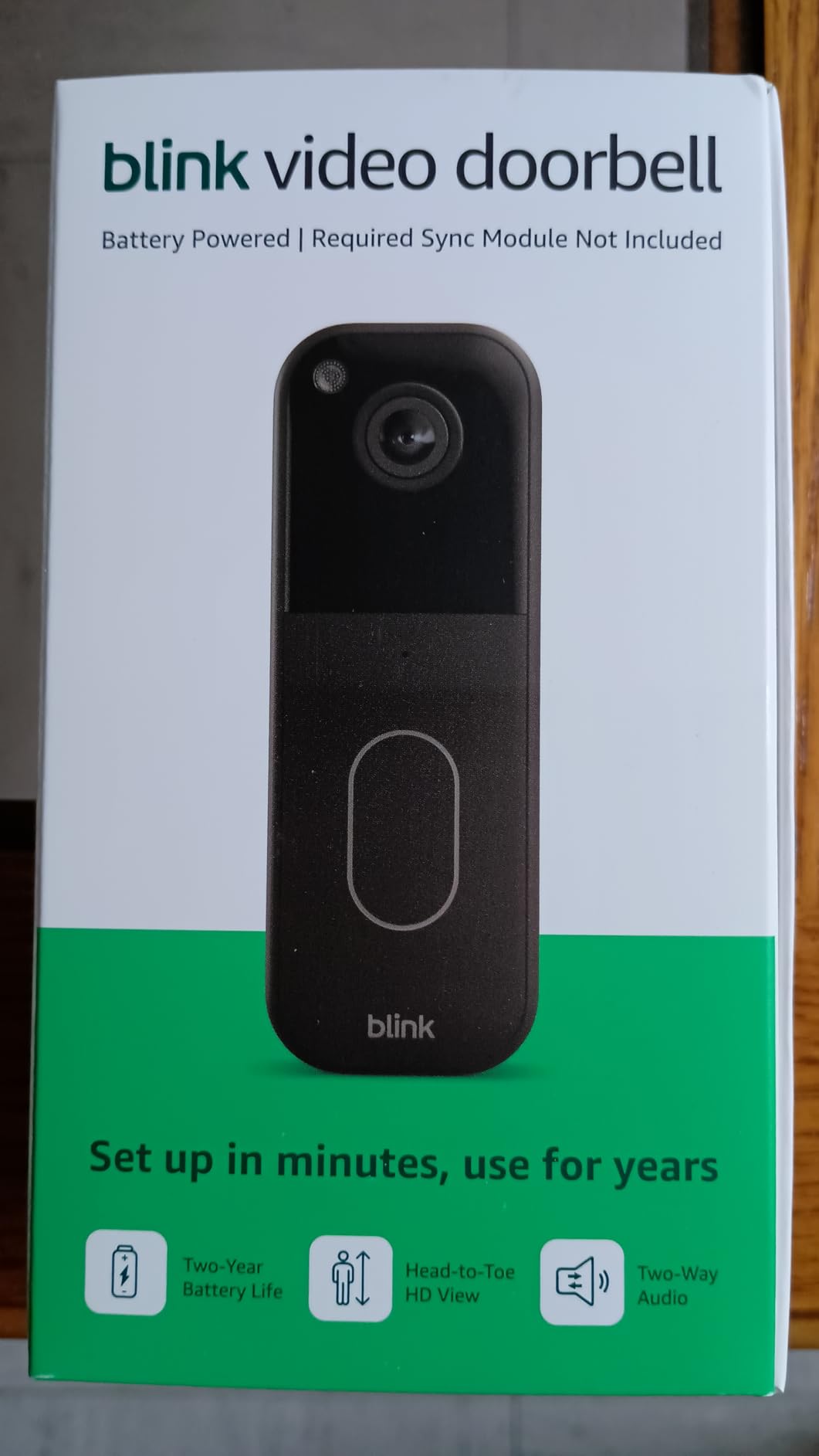 Blink Video Doorbell – Head-to-toe HD view, two-year battery life, and simple setup. Required Sync Module not included – Add-On (Black) customer photo 1