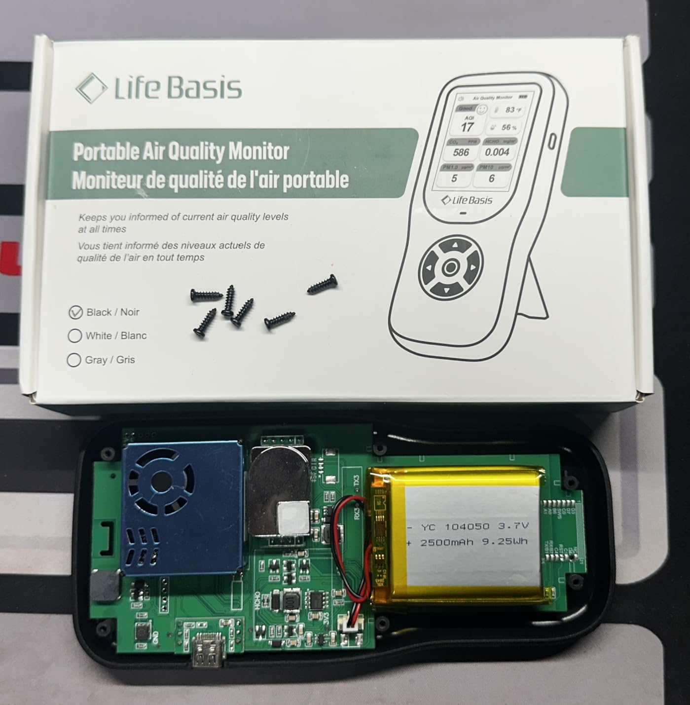 LifeBasis Air Quality Monitor Indoor, 11-in-1 Air Quality Detector | Air Meter Test AQI, PM1.0, PM2.5, PM10, CO2, TVOC, HCHO, Particles, Temperature and Humidity with Alert - Black customer photo 2