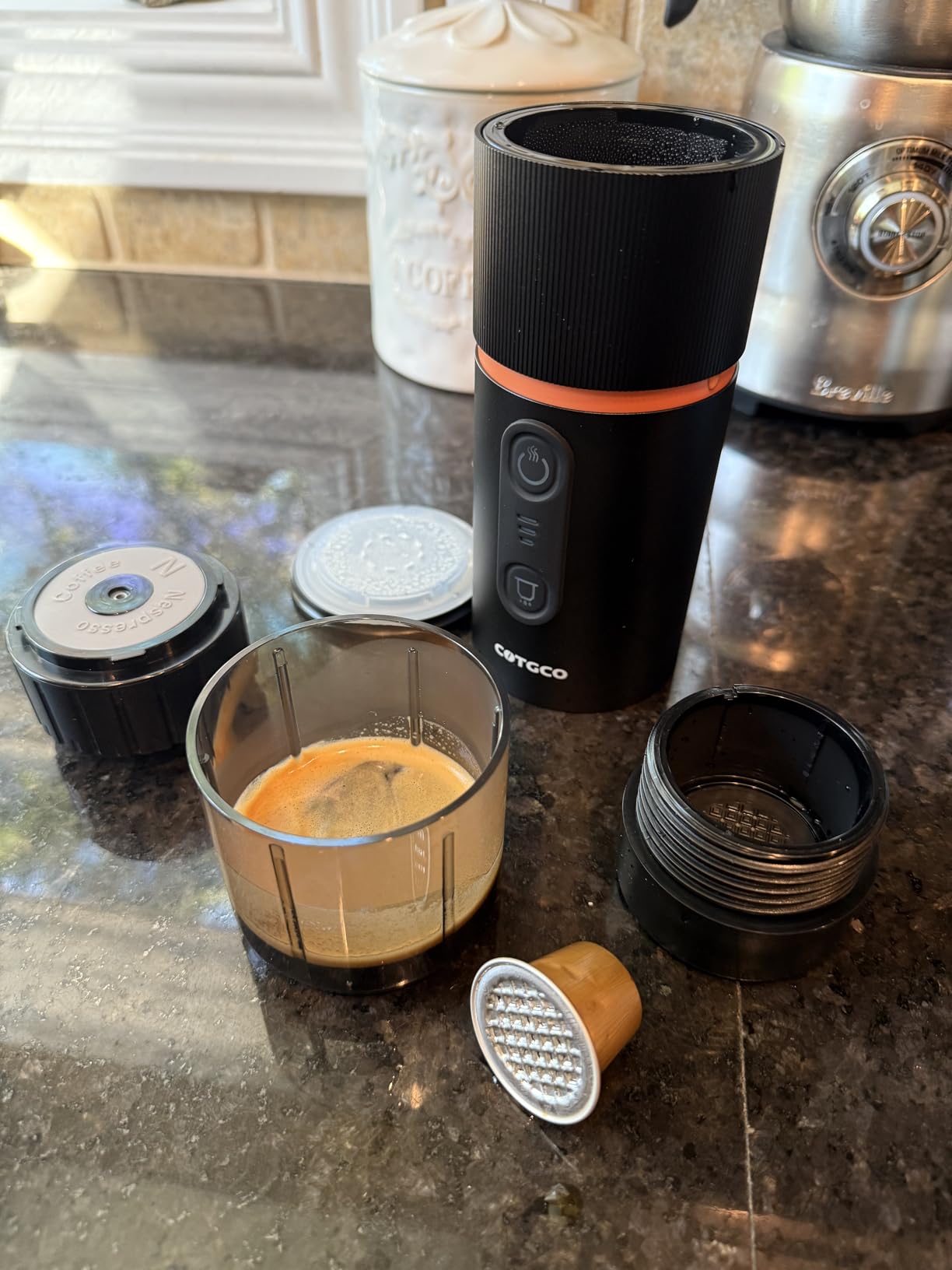 Portable Espresso Coffee Maker, Travel Coffee Maker for Camping, 20 Bar Self‑Heating Rechargeable with USB-C, with NS Capsule for Car/Travel/Camping customer photo 2