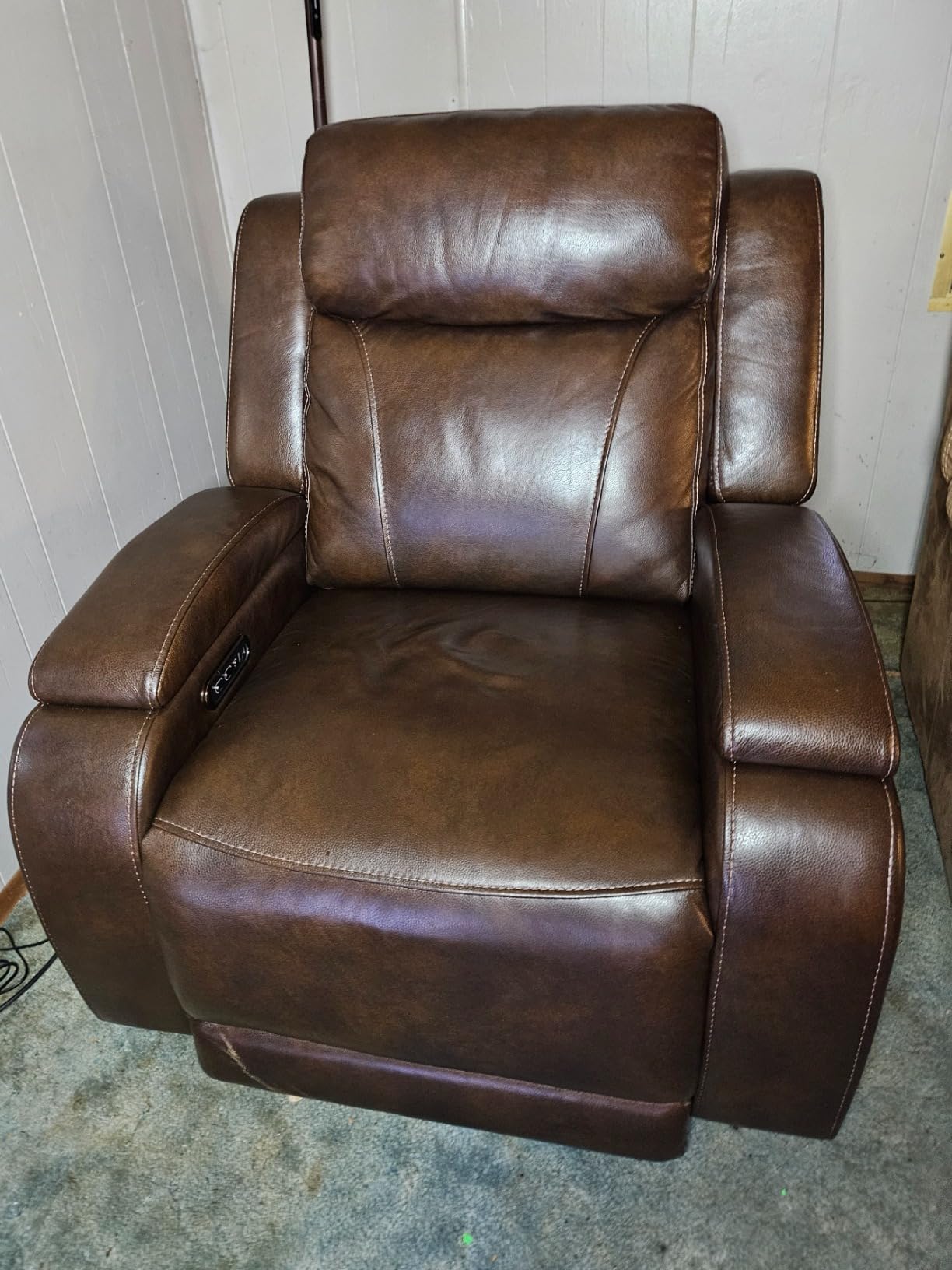 Watson & Whitely Zero Gravity Power Recliner Chair for Adults, Navy Blue | Genuine Leather Reclining Chair, Power Headrest, Hidden Arm Storages, Electric Recliner Sofa for Living Room & Home Office customer photo 2