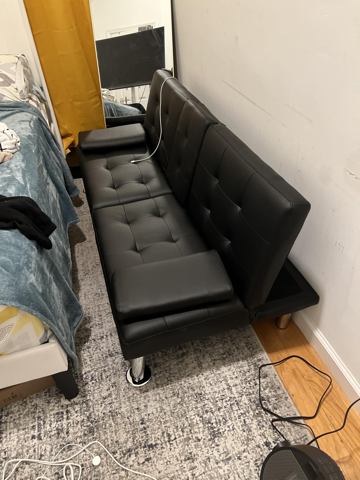 Homall Black Faux Leather Futon Sofa Bed, Loveseat with Adjustable Backrest customer photo 2