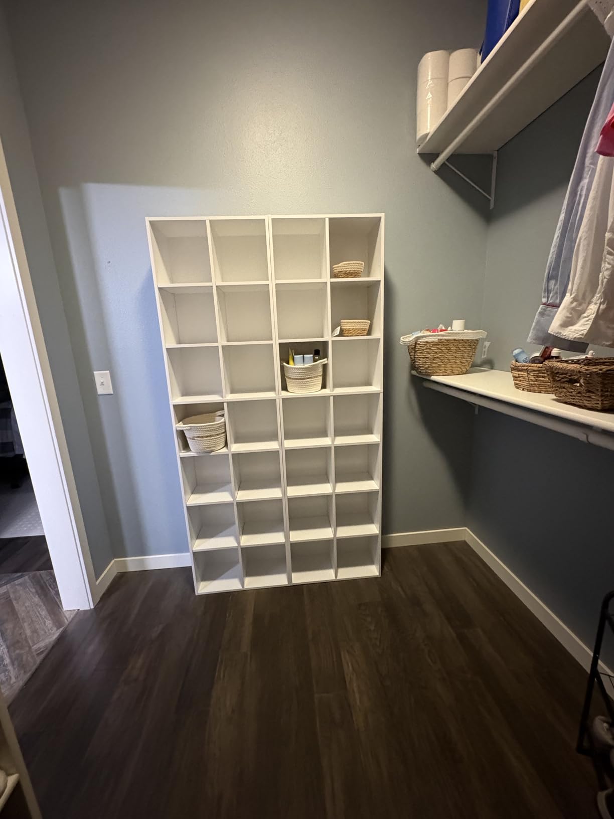 FOTOSOK Bookshelf Bookcase 7-Tier Narrow Bookshelf Tall CD Media Tower Rack customer photo 1
