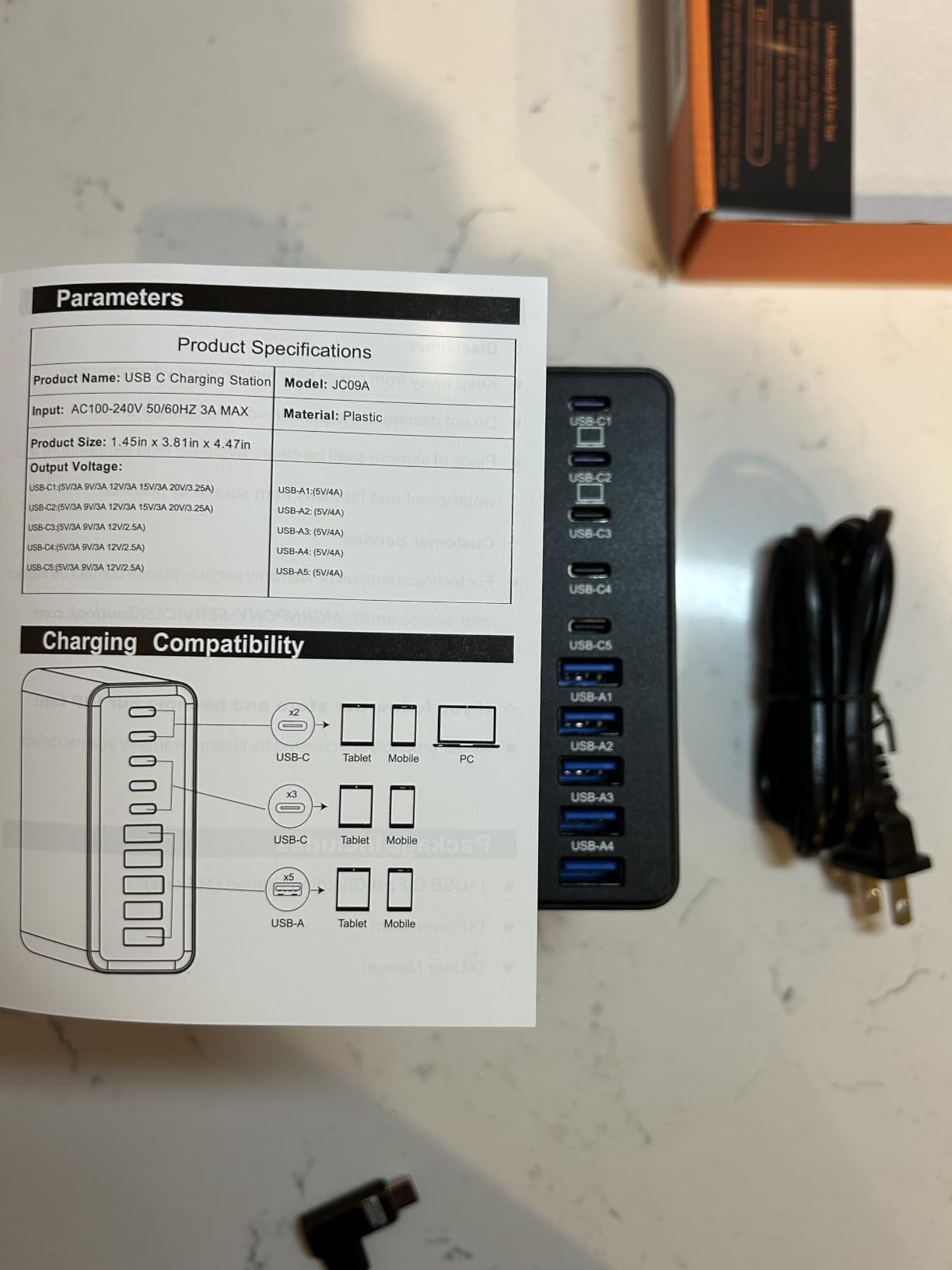 320W USB C Charger Block, MGRNPONY 10-Port GaN USB C Charging Station Black customer photo 2