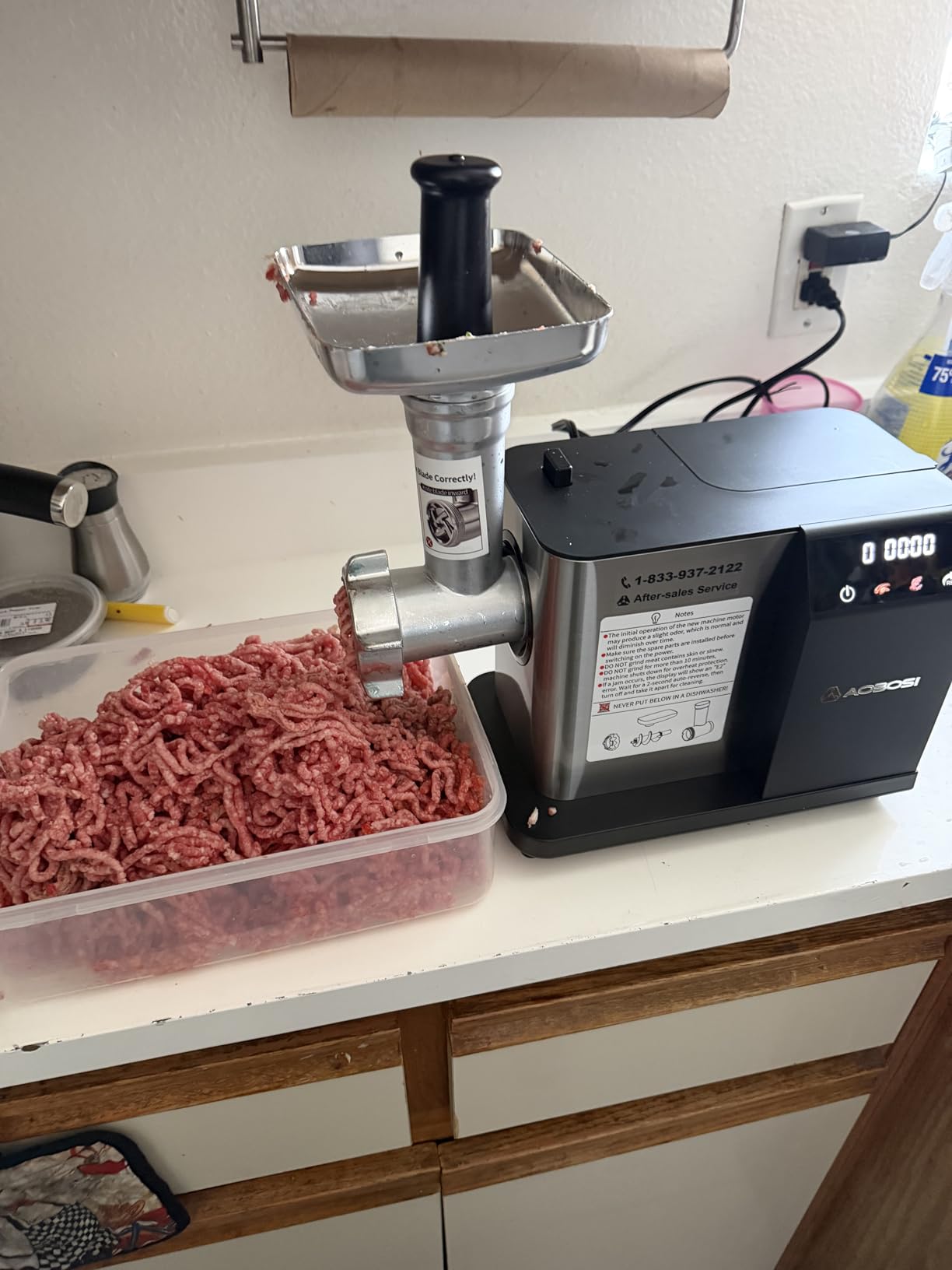 AAOBOSI Electric Meat Grinder w/ 3 Speed Touch Screen Control, 3000W Max customer photo 1
