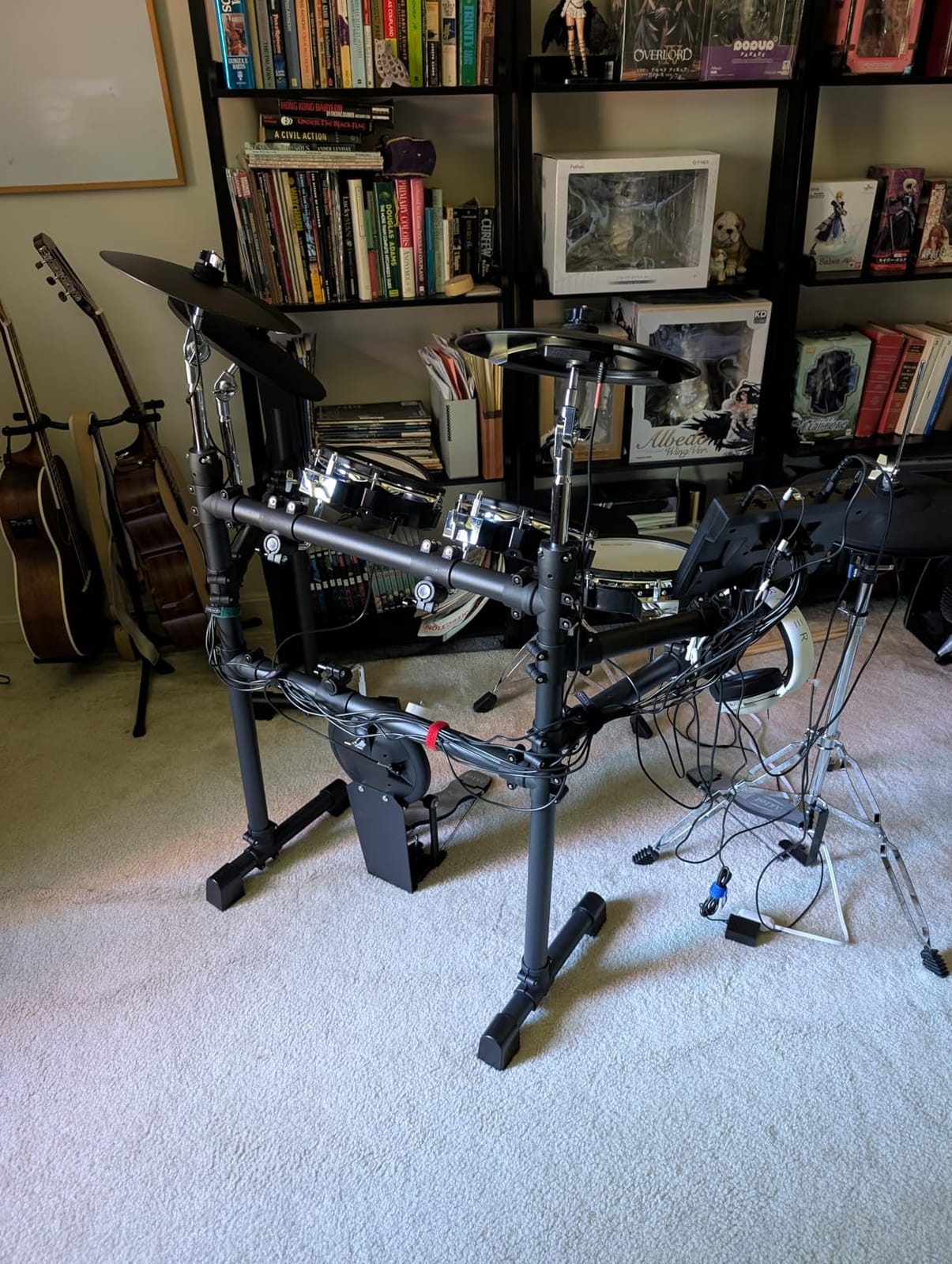 AKLOT Expanded-Size Electric Drum Set: 12'' Two-Piece Standalone Hi-Hat, Independent Kick Drum and 10'' Dual-Zone Snare, 12'' Triple-Zone Ride Cymbal, All Mesh Heads, 460 Sounds, Black customer photo 1
