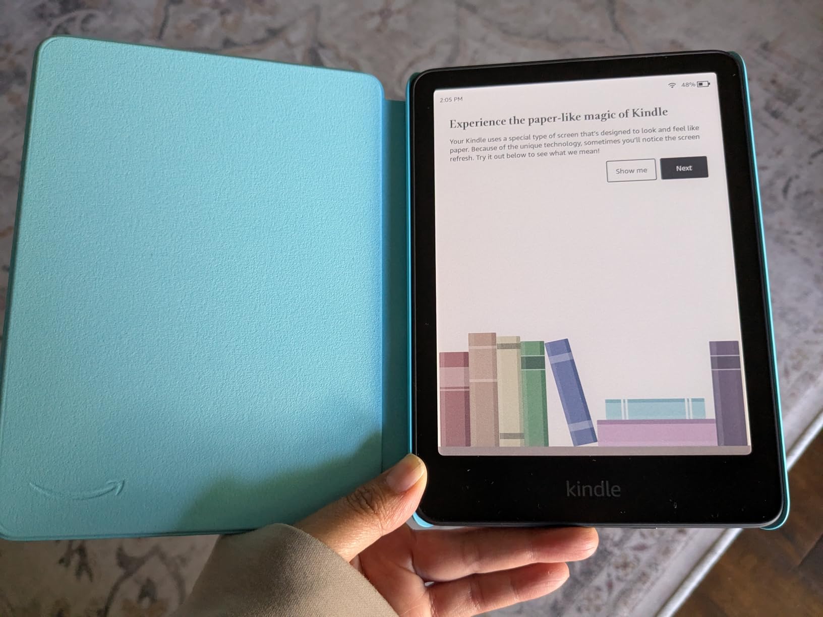 Amazon Kindle Colorsoft Kids 16 GB (newest model) – Lightweight, compact, and designed for reading—no apps, videos, or games. – with cover, Fantasy River customer photo 1