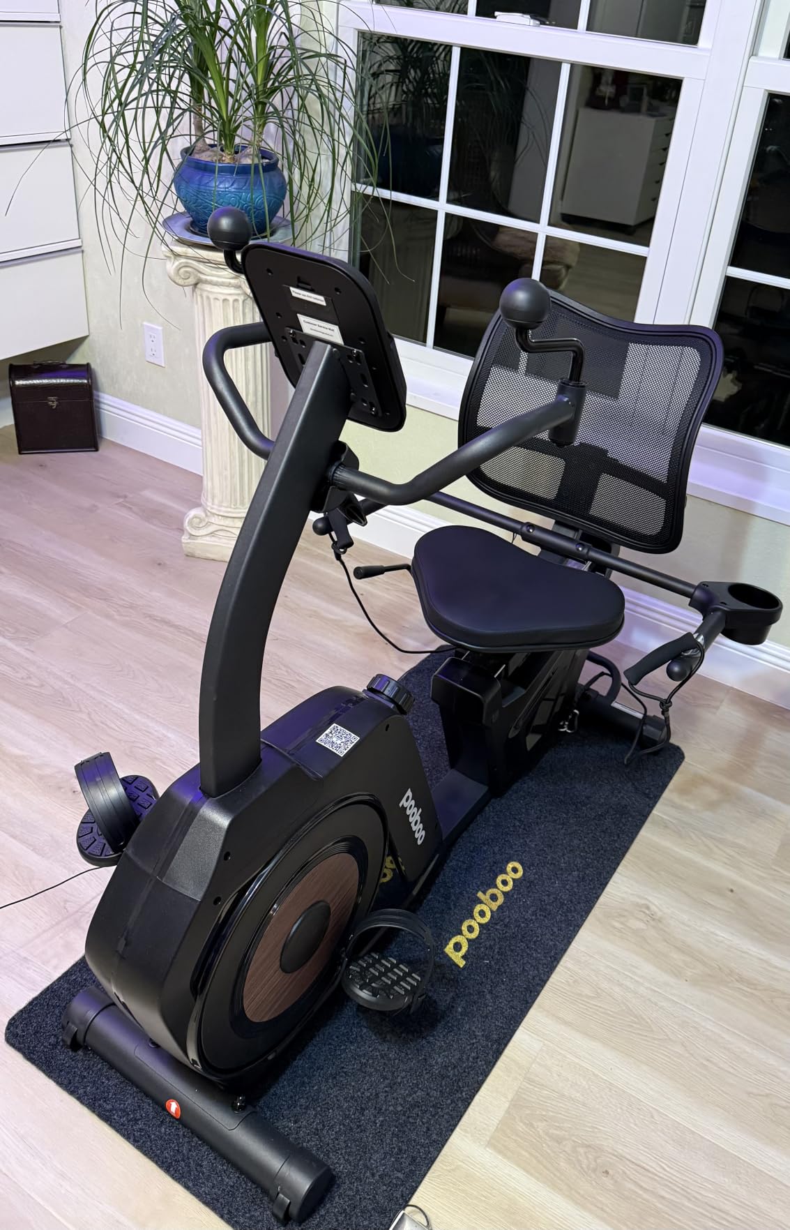 pooboo Recumbent Exercise Bike, Stationary Bikes for Home with Arm Exerciser, Magnetic Recumbent Bike with Ergonomic Backrest & Comfortable Seat, Smart APP, Pulse Sensor, 400LBS Weight Capacity customer photo 2