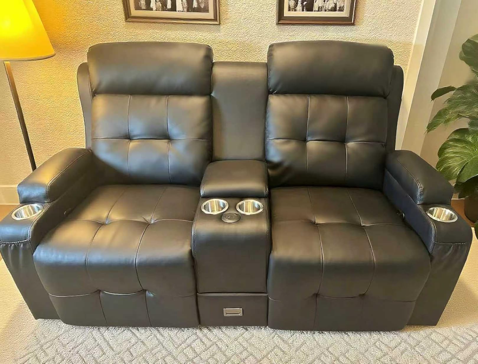 RV Loveseat Recliner Sofa, Home Theater Seating with Console & Massage customer photo 2