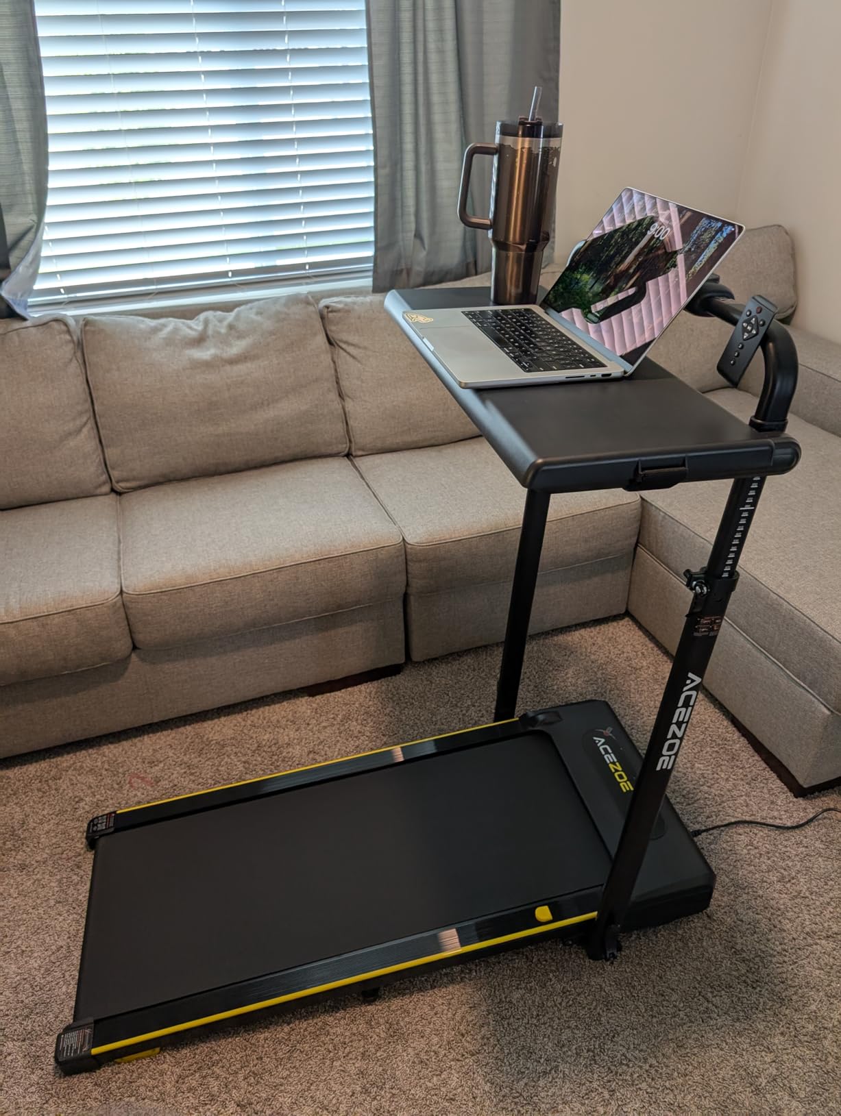 Acezoe 3 in 1 Under Desk Treadmill with Incline, Walking Pad with Removable Desk Workstation, Adjustable Height for Different Need, 300lbs Capacity, Foldable Compact for Home Small Office customer photo 1