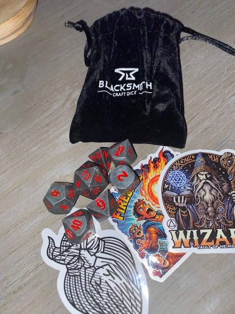 HEIMDALLR Mystery Metal DND Dice Set – 7pc Blind Bag with Random Class & Funny DND Stickers – Metal Role Playing Dice for Dungeons and Dragons – Gift for D&D Players, Great for New Characters customer photo 2