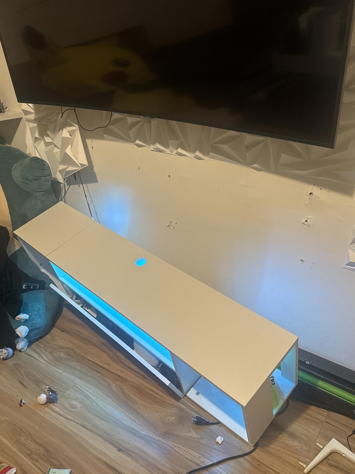 SogesPower Floating TV Stand Wall Mounted with Lights,LED TV Stand customer photo 1