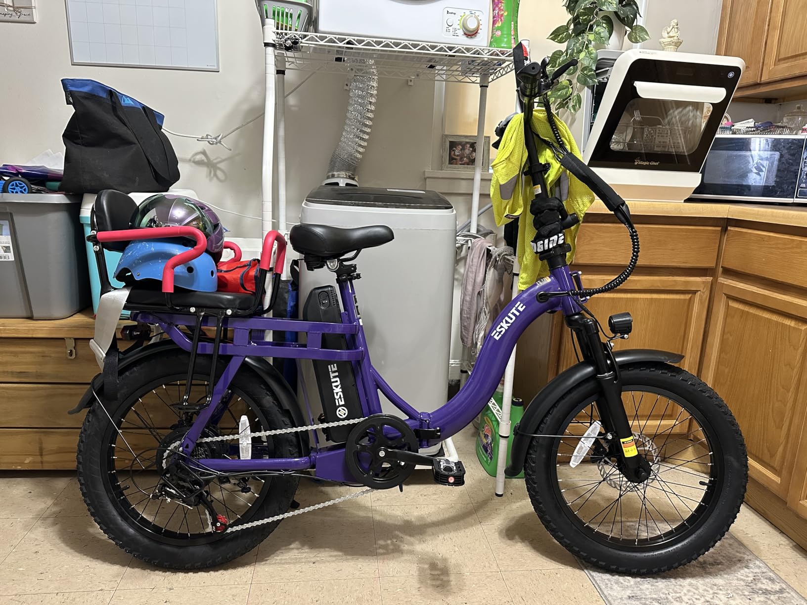 ESKUTE Electric Bike for Adults – 1200W Peak Motor, Folding 20x3 Fat Tire E‑Bike, 48V 13Ah Battery, Step‑Through Cargo Fold Ebike, NFC Unlock, 20+ MPH, 7‑Speed, Up to 55 Miles customer photo 2