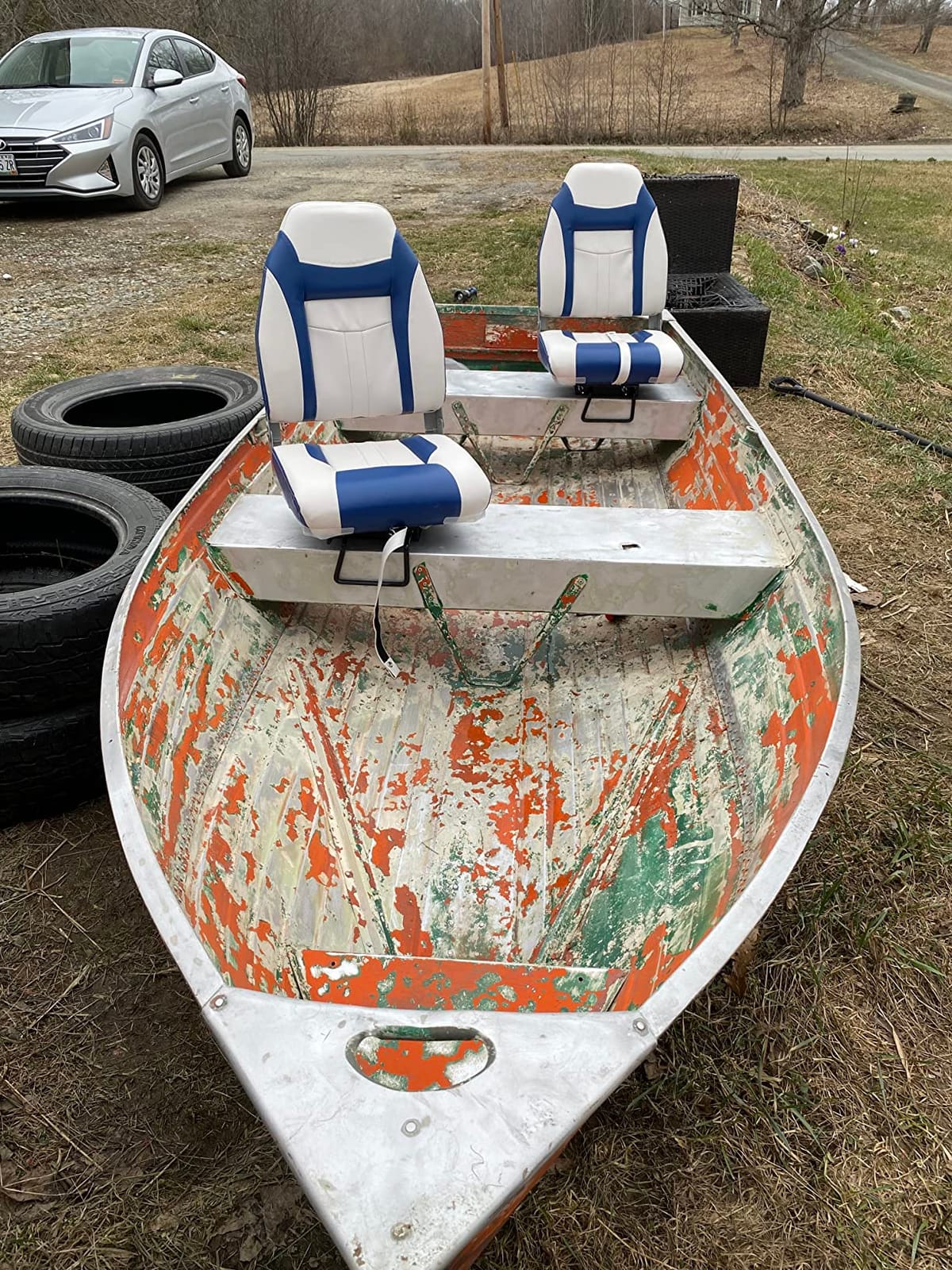 NORTHCAPTAIN S1 Deluxe A Pair of Marine High Back/Low Back Folding Fishing Boat Seat for Fishing, Bass/Jon/Pontoon Boat Chairs, 4 Mounting Screws Included customer photo 1