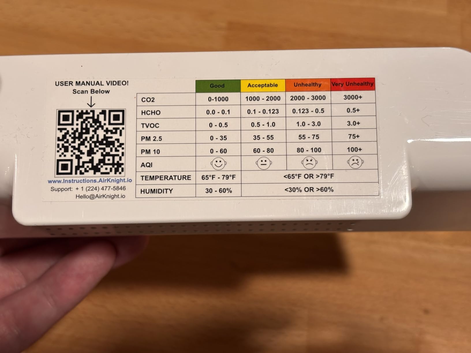 AirKnight Premium Indoor Air Quality Monitor Indoor & Air Quality Sensor. VOC Detector, CO2 Monitor, Formaldehyde Detector HCHO, AQI, PM2.5, PM10 Temperature Humidity Air AQI CO2 Meter customer photo 2