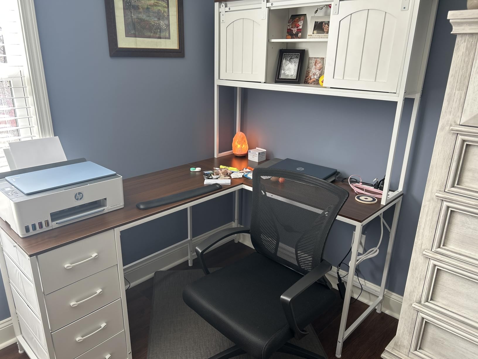 SEDETA Reversible Farmhouse L Shaped Office Desk with 6 Drawer, Hutch customer photo 1