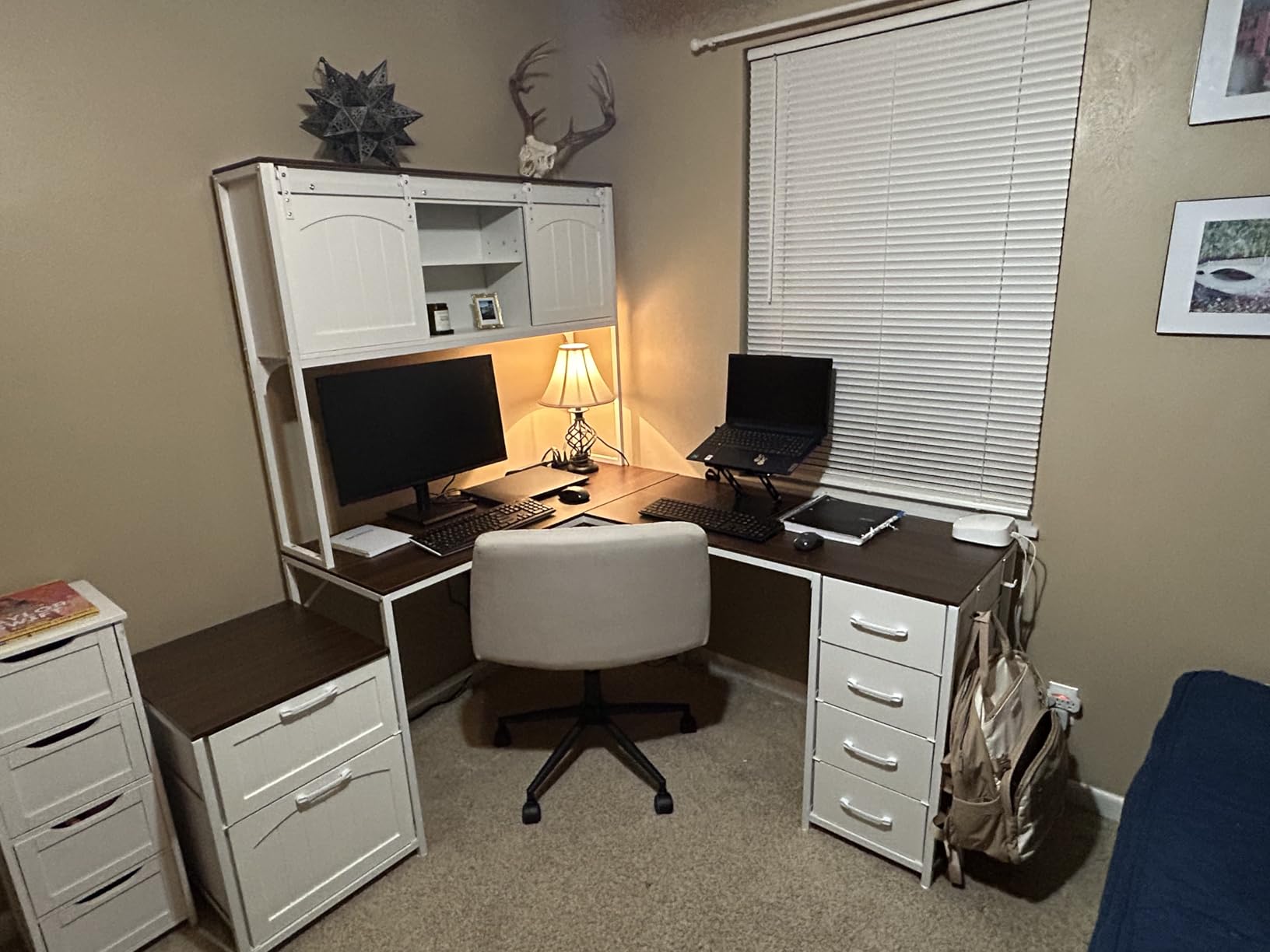 SEDETA Reversible Farmhouse L Shaped Office Desk with 6 Drawer, Hutch customer photo 2