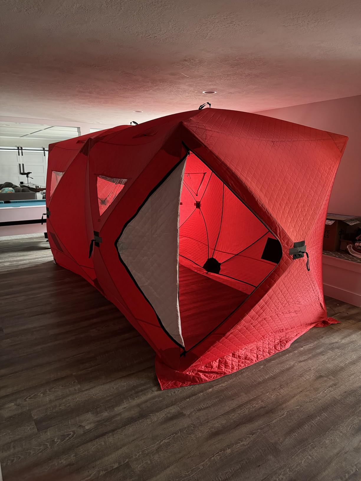 GarveeLife Ice Fishing Insulated Tent, Large Pop-Up Portable Hub-Style Ice Fishing Shelter, 3-4 Person Shelter 68 Square Feet of Fishable Area customer photo 2