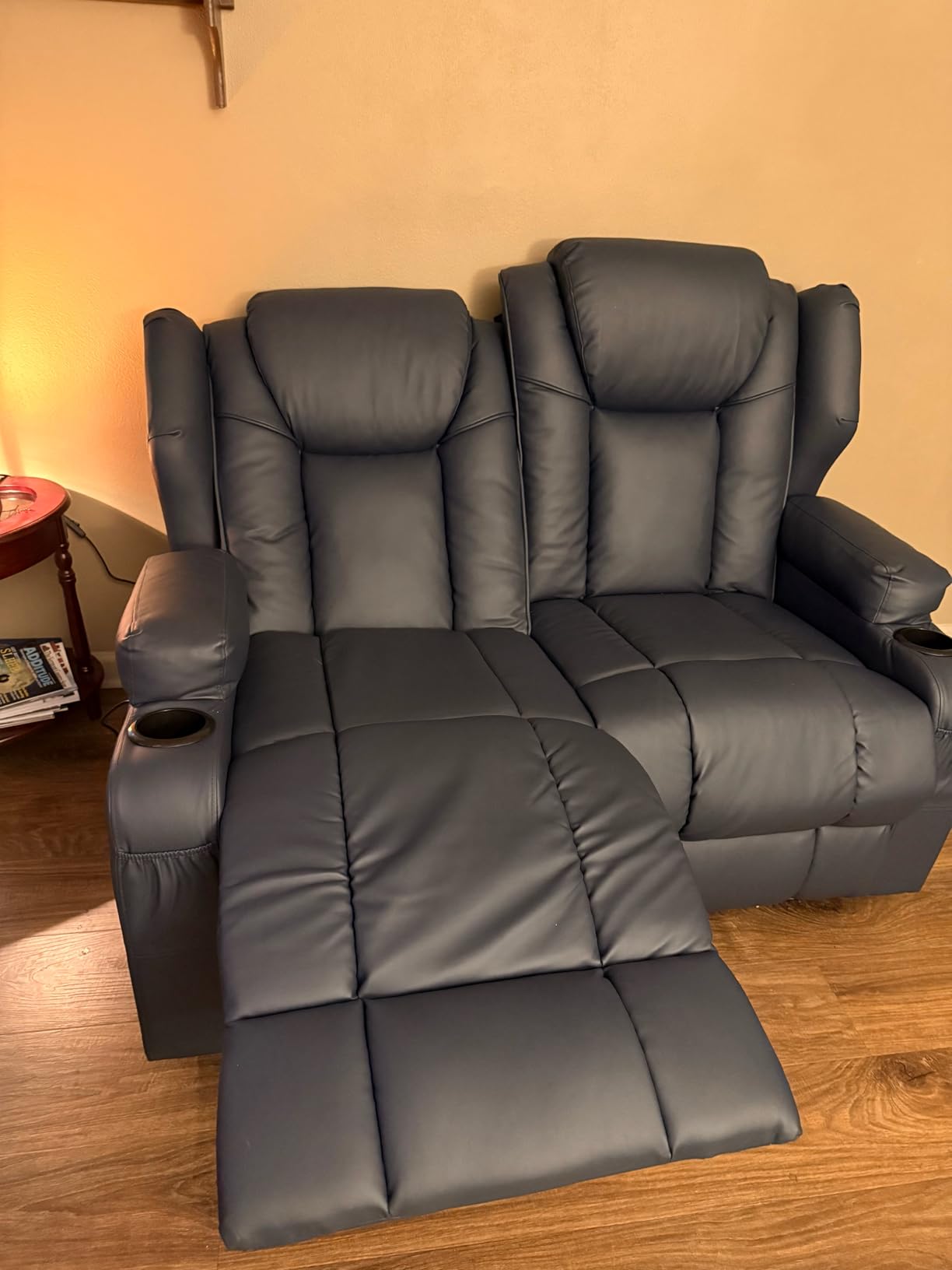 Redlife Power Loveseat Recliner Sofa with Console, Blue LED Lights customer photo 2