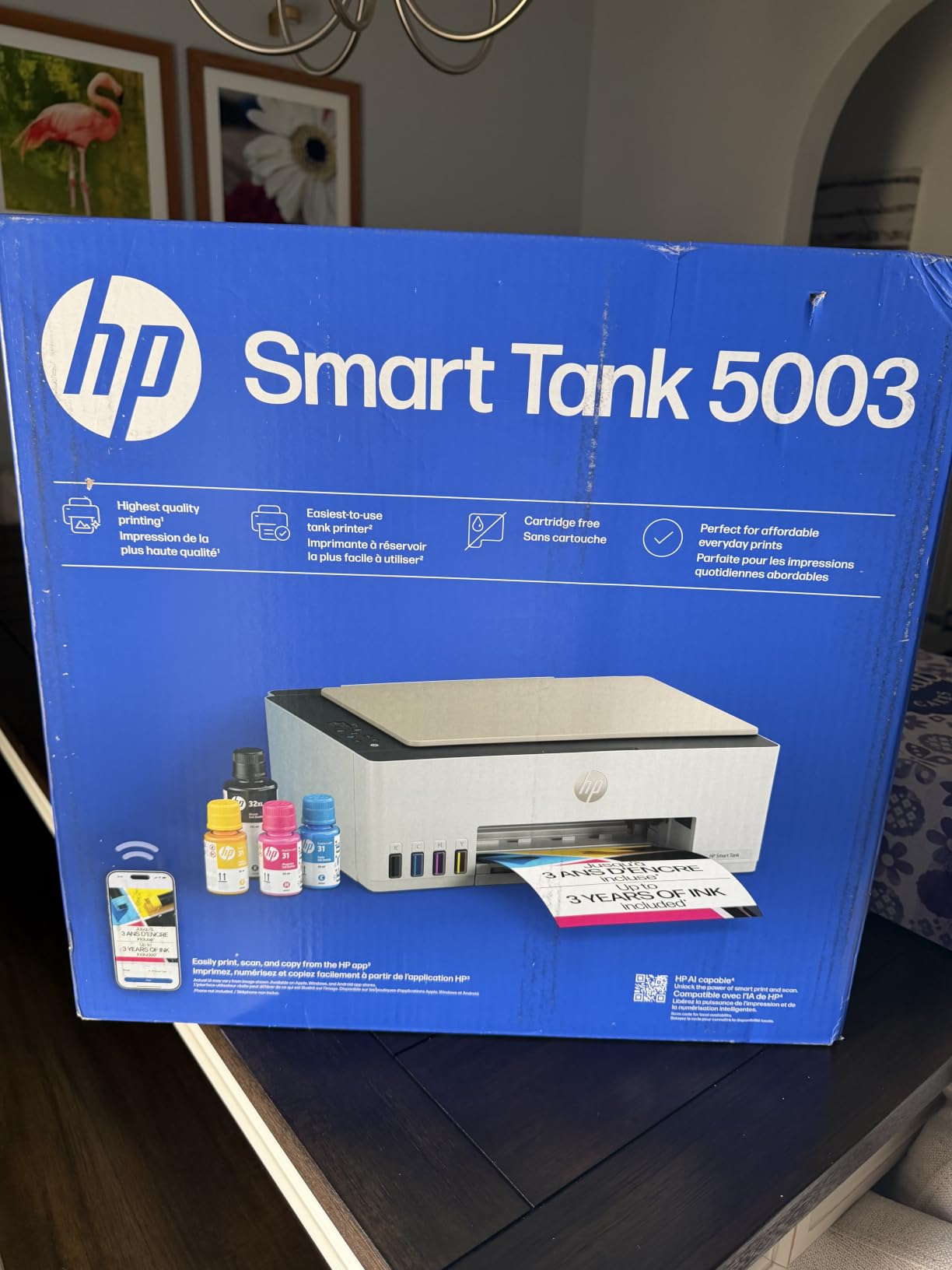 HP Smart Tank 5003 Wireless All-in-One Ink Tank Printer, Scanner, Copier with up to 3 Years of Ink Included, Best-for-Home, Cartridge-Free Refillable, AI-Capable (9B2D3A) customer photo 2