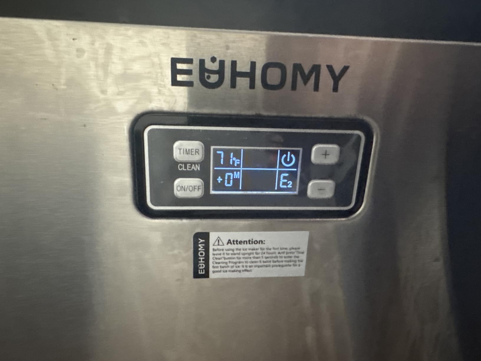 EUHOMY Under Counter Ice Maker with Drain Pump, 110 lbs/24H Commercial Ice Machine, Stainless Steel Ice Maker with 33 lbs Storage Bin, Freestanding Ice Maker for Home/Bar/Cafe/Restaurant customer photo 1