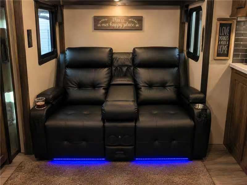 Power Reclining Loveseat Sofa with Console, Wall Hugger RV Recliner Couch, Home Theater Seating with Heating & Massage, Bluetooth Speaker, LED Light, USB & Type-C Ports, Storage Armrests customer photo 1