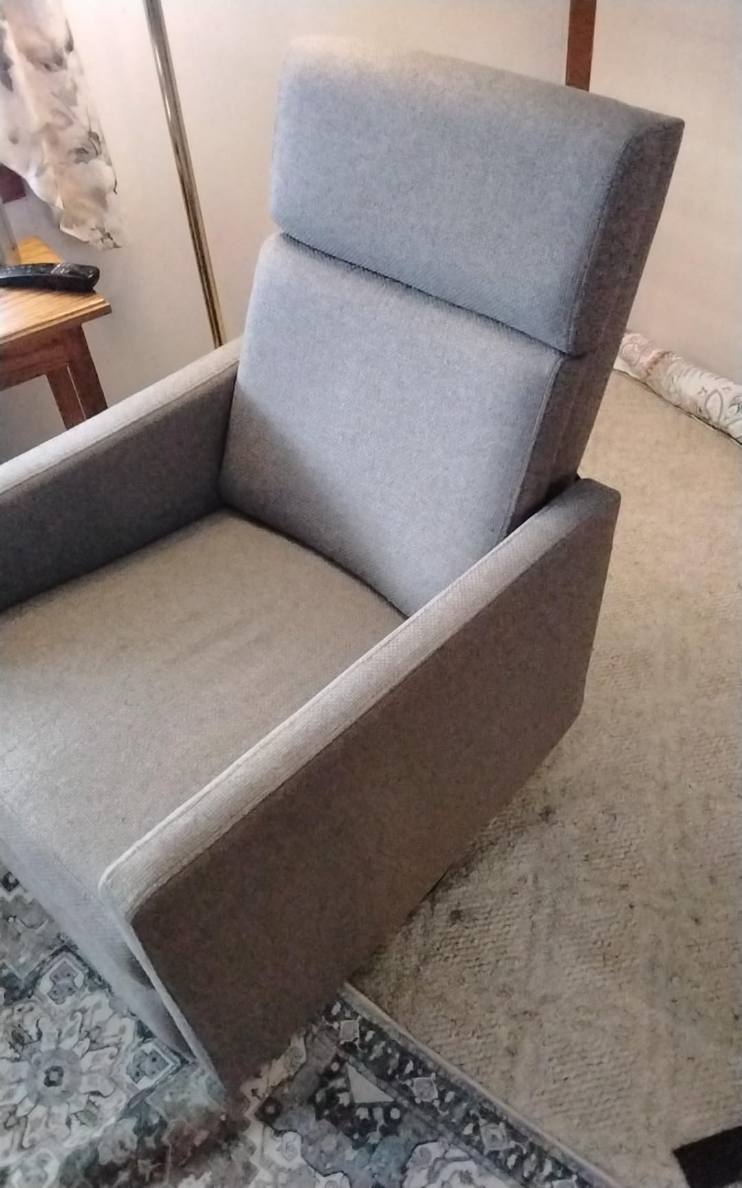 Ketaiyou Rocker Swivel Recliner Chair for Adults, Overstuffed Large Manual Recliner Glider with Massage and Heat, Comfy Soft Fabric Living Room Reclining Sofa Chair (Smoke Grey1) customer photo 1