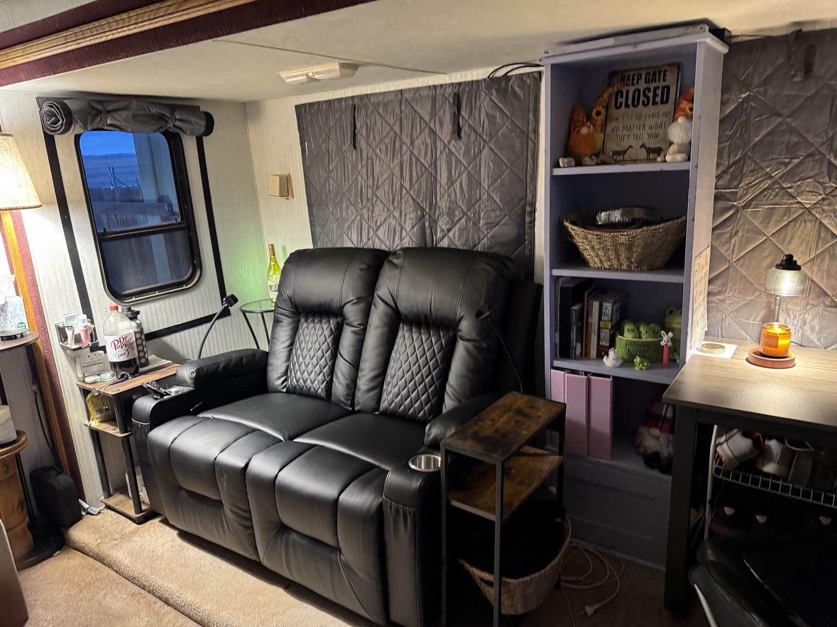 Power RV Loveseat Recliner Sofa, Reclining Loveseat Home Theater Seating with USB Ports, Cup Holders, Wall Hugger Recliners for Movie Room, Recline Movie Seats Gaming Sofa customer photo 1