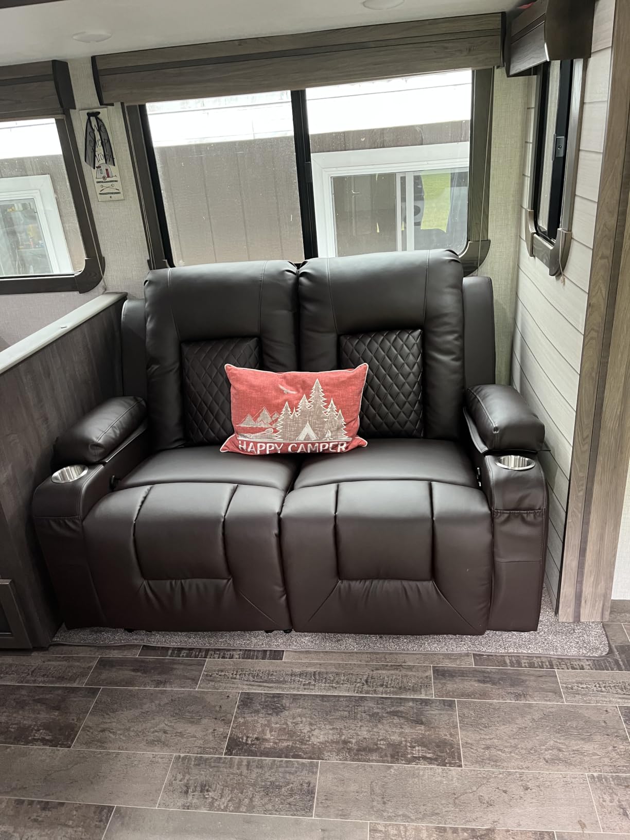 Power RV Loveseat Recliner Sofa, Reclining Loveseat Home Theater Seating with USB Ports, Cup Holders, Wall Hugger Recliners for Movie Room, Recline Movie Seats Gaming Sofa customer photo 2