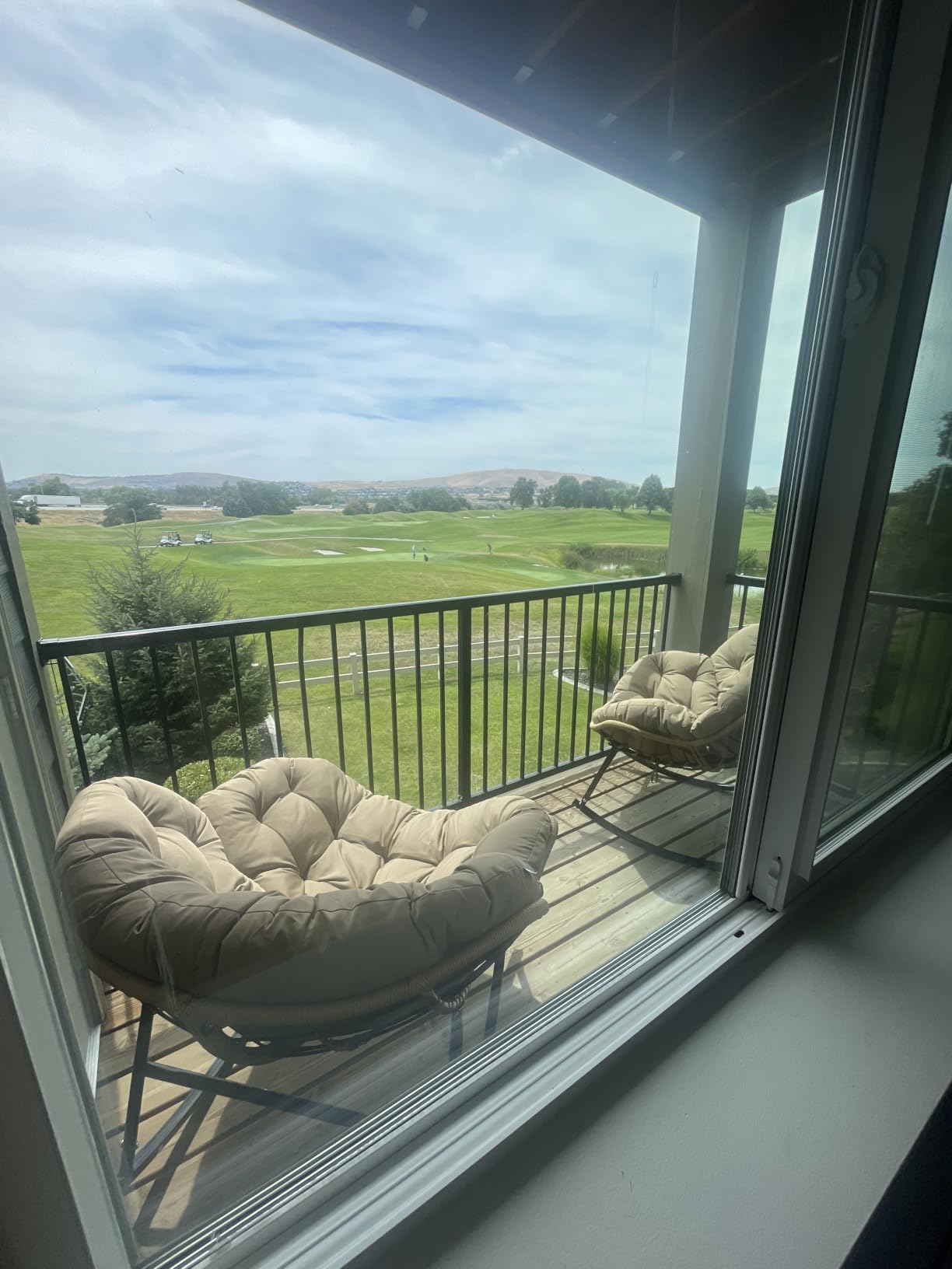 FINCATI Outdoor Indoor Papasan Rocking Chair, Oversized Rattan Lounge Chair customer photo 1