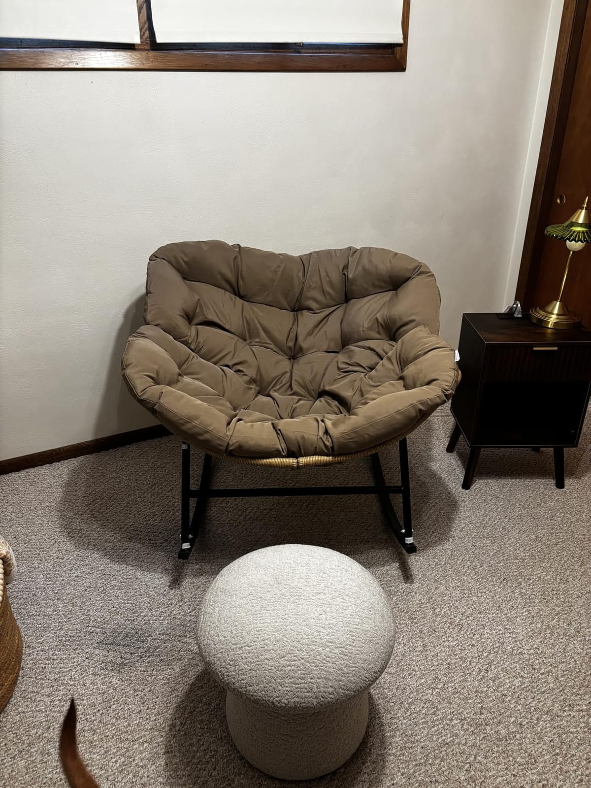 FINCATI Outdoor Indoor Papasan Rocking Chair, Oversized Rattan Lounge Chair customer photo 2