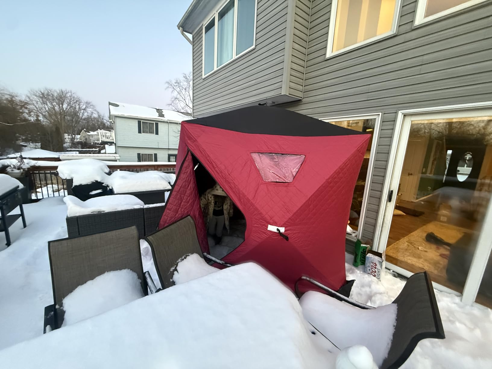 Aoxun Ice Fishing Tent Pop Up Insulated Shelter Portable Shanty customer photo 1